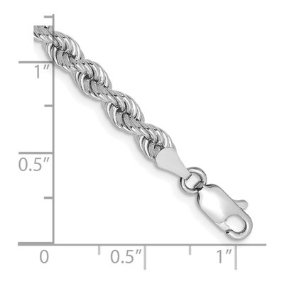 14K White Gold 4mm Handmade Rope Chain Bracelet – view 3