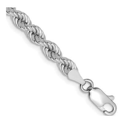 14K White Gold 4mm Handmade Rope Chain Bracelet