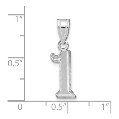 14K White Gold Number 1 Pendant – view 4