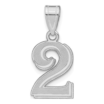 14K White Gold Number 2 Pendant