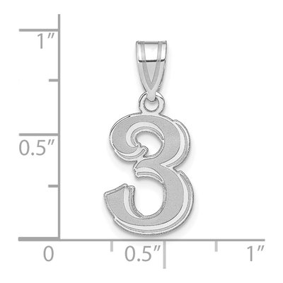 14K White Gold Number 3 Pendant – view 4
