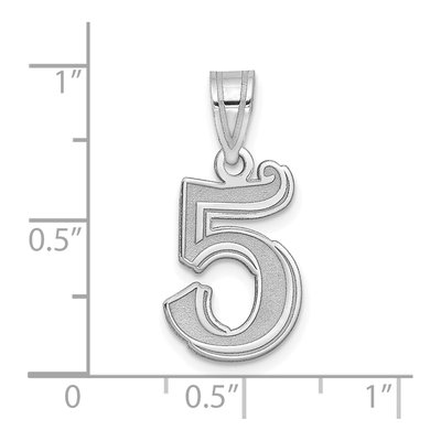 14K White Gold Number 5 Pendant – view 2