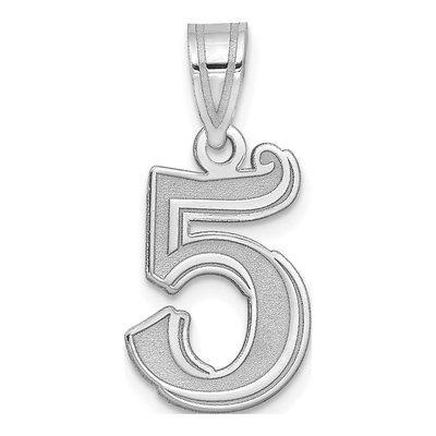 14K White Gold Number 5 Pendant