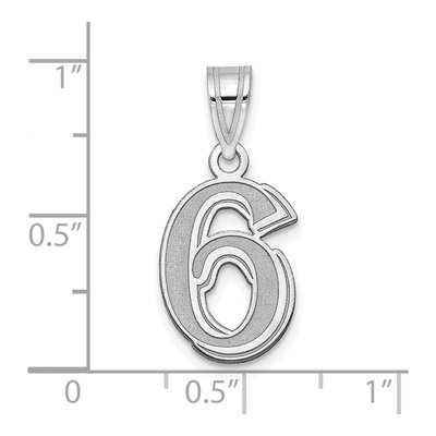 14K White Gold Number 6 Pendant – view 2