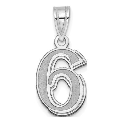 14K White Gold Number 6 Pendant