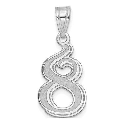 14K White Gold Number 8 Pendant