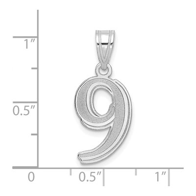 14K White Gold Number 9 Pendant – view 2
