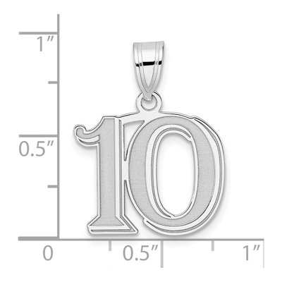 14K White Gold Number 10 Pendant – view 4