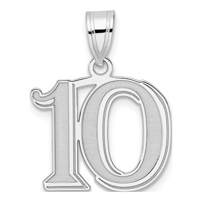 14K White Gold Number 10 Pendant