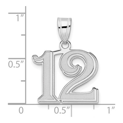 14K White Gold Number 12 Pendant – view 4