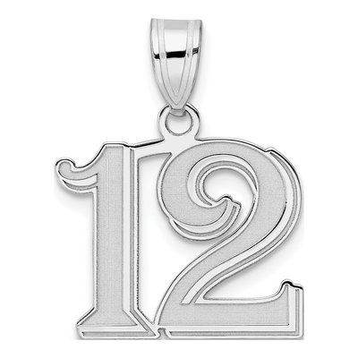 14K White Gold Number 12 Pendant