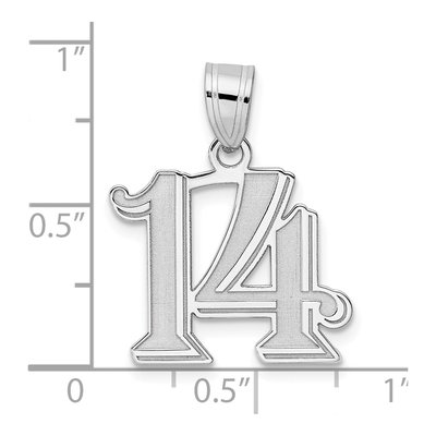 14K White Gold Number 14 Pendant – view 4