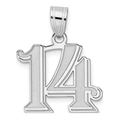 14K White Gold Number 14 Pendant