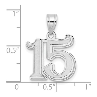 14K White Gold Number 15 Pendant – view 4
