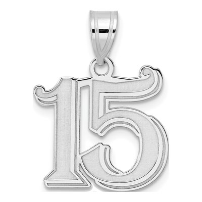 14K White Gold Number 15 Pendant