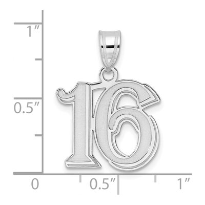 14K White Gold Number 16 Pendant – view 4