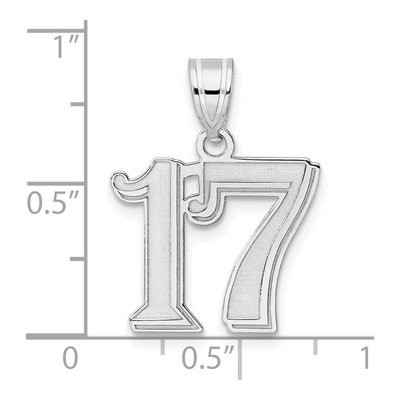 14K White Gold Number 17 Pendant – view 4
