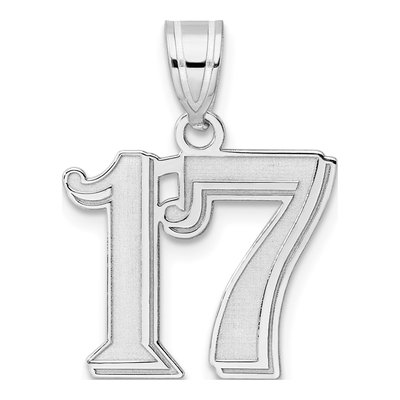 14K White Gold Number 17 Pendant