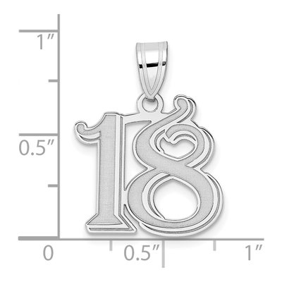 14K White Gold Number 18 Pendant – view 4