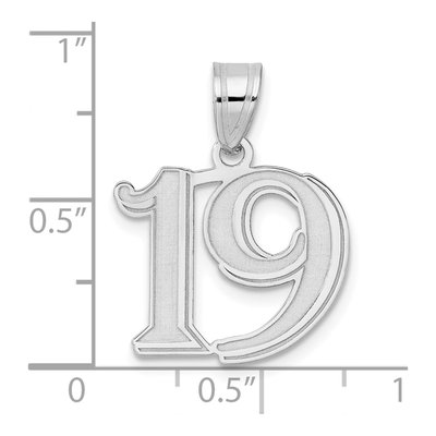 14K White Gold Number 19 Pendant – view 4