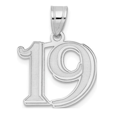 14K White Gold Number 19 Pendant