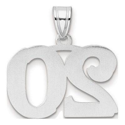 14K White Gold Number 20 Pendant – view 3
