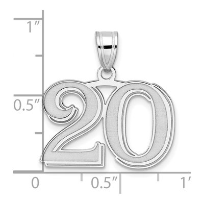 14K White Gold Number 20 Pendant – view 4
