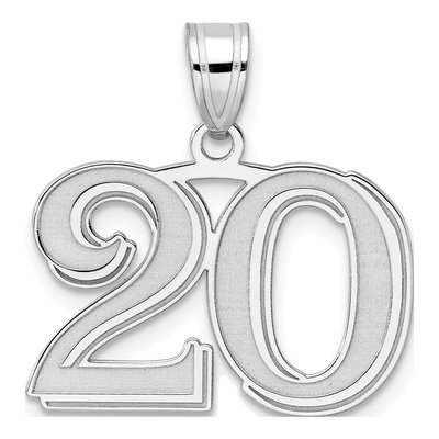 14K White Gold Number 20 Pendant