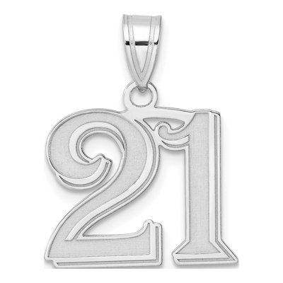 14K White Gold Number 21 Pendant