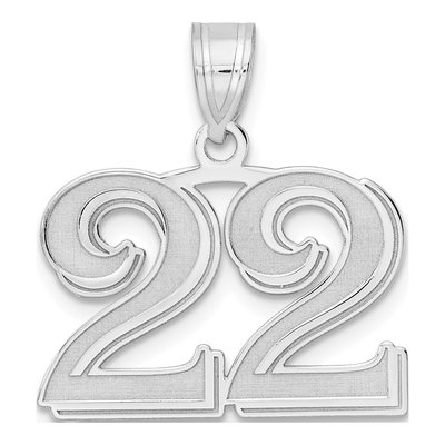 14K White Gold Number 22 Pendant