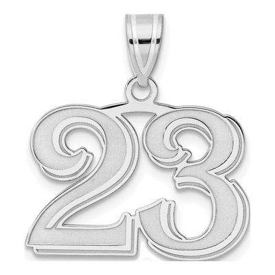 14K White Gold Number 23 Pendant