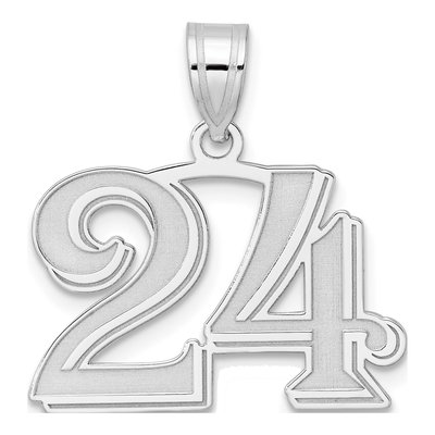 14K White Gold Number 24 Pendant