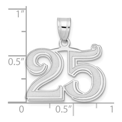 14K White Gold Number 25 Pendant – view 4