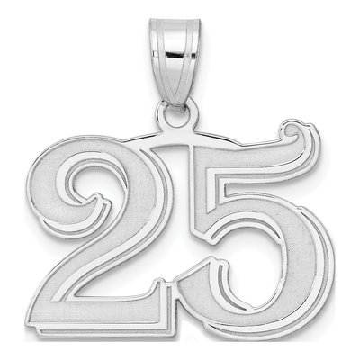 14K White Gold Number 25 Pendant