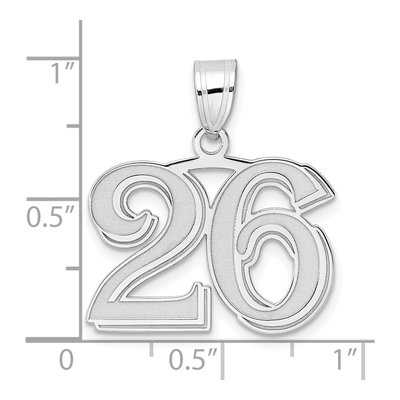 14K White Gold Number 26 Pendant – view 4