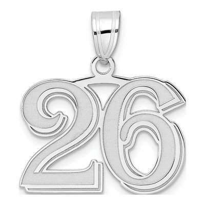 14K White Gold Number 26 Pendant