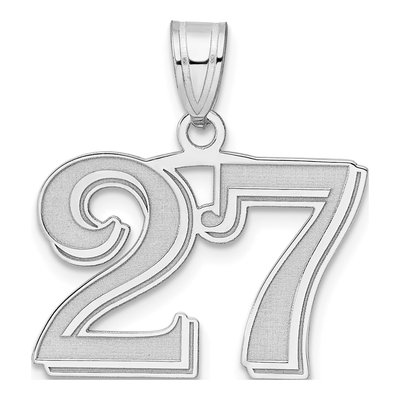14K White Gold Number 27 Pendant
