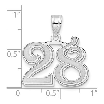 14K White Gold Number 28 Pendant – view 4