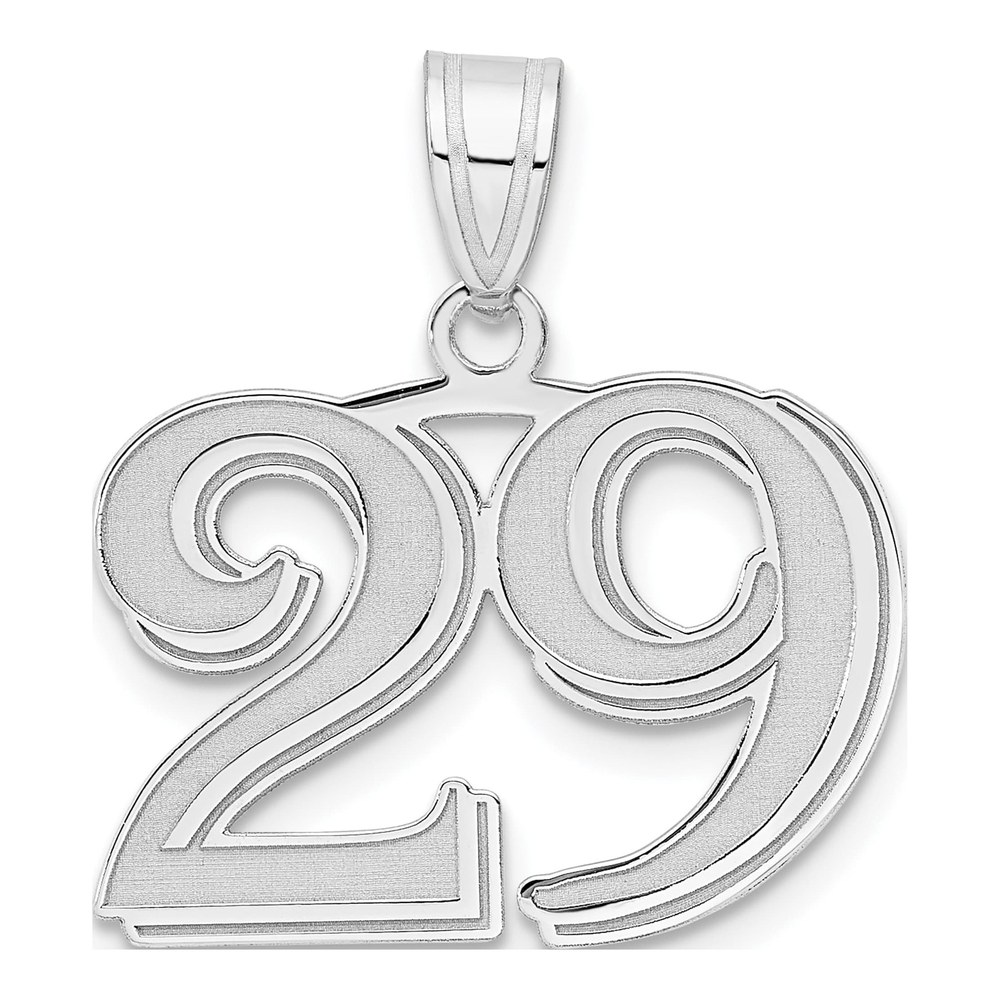 14K White Gold Rhodium-Plated Polished Etched Number 29 Pendant