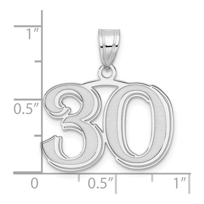 14K White Gold Number 30 Pendant – view 4