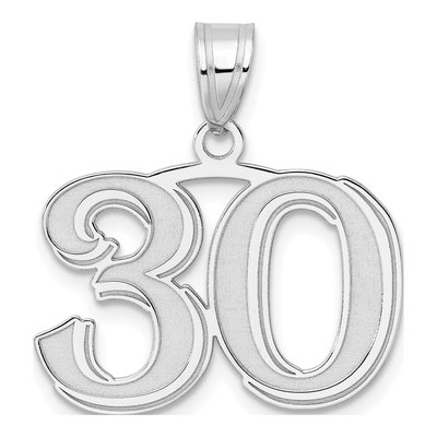 14K White Gold Number 30 Pendant