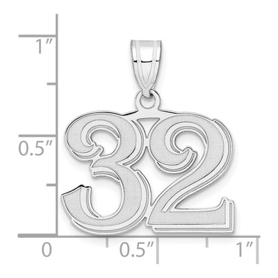 14K White Gold Number 32 Pendant – view 4