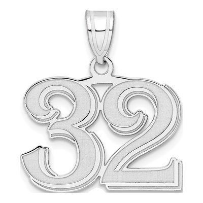 14K White Gold Number 32 Pendant