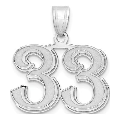 14K White Gold Number 33 Pendant