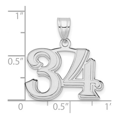 14K White Gold Number 34 Pendant – view 4