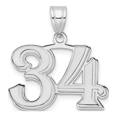 14K White Gold Number 34 Pendant