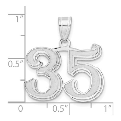 14K White Gold Number 35 Pendant – view 4