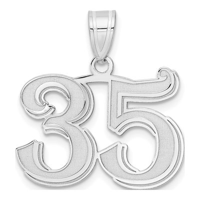 14K White Gold Number 35 Pendant