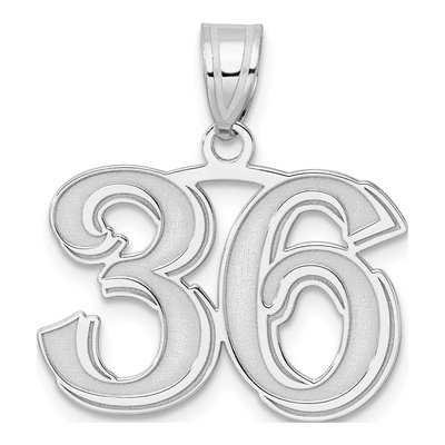 14K White Gold Number 36 Pendant
