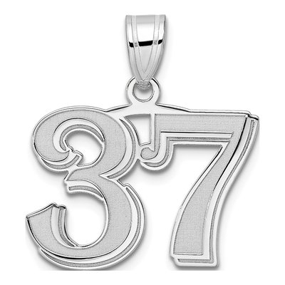 14K White Gold Number 37 Pendant
